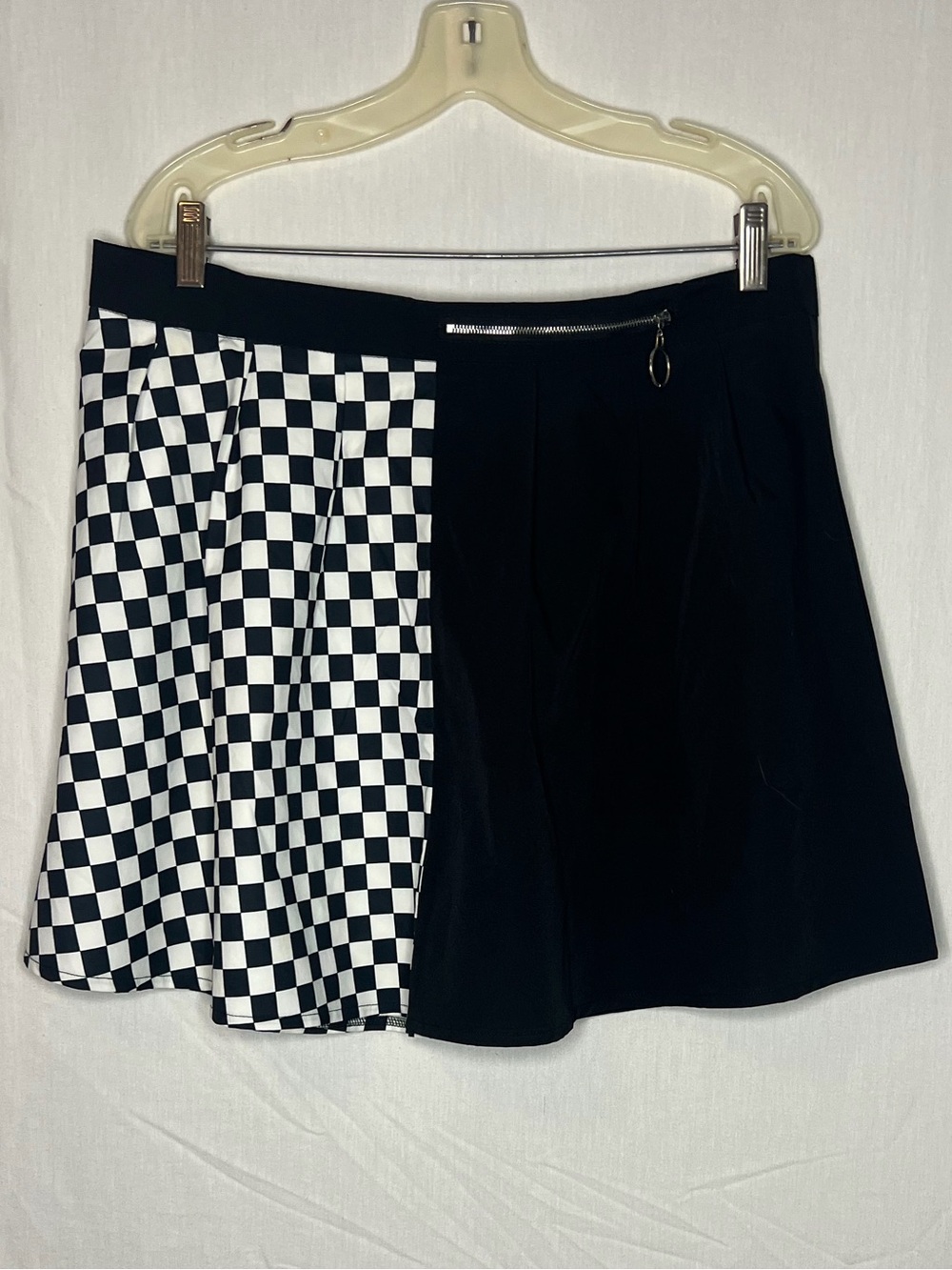 SHEIN Black & White Checkerboard Panel Mini Skirt